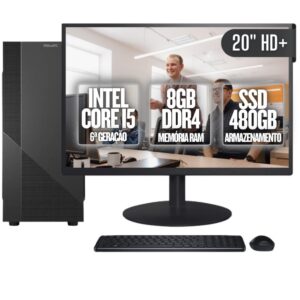Computador Completo BluePC Task Intel Core i5 6ª Geração 8GB DDR4 SSD