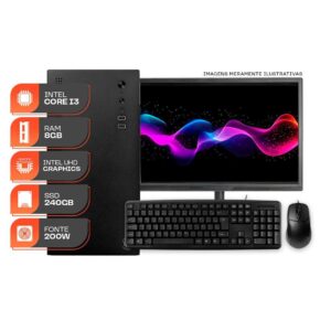 Computador Home Essential S, Intel i3 8ª Geração, 8GB DDR4, SSD