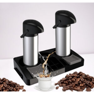 Conjunto 2 Garrafa Térmica 1L Inox 1 Bandeja Organizadora Preta
