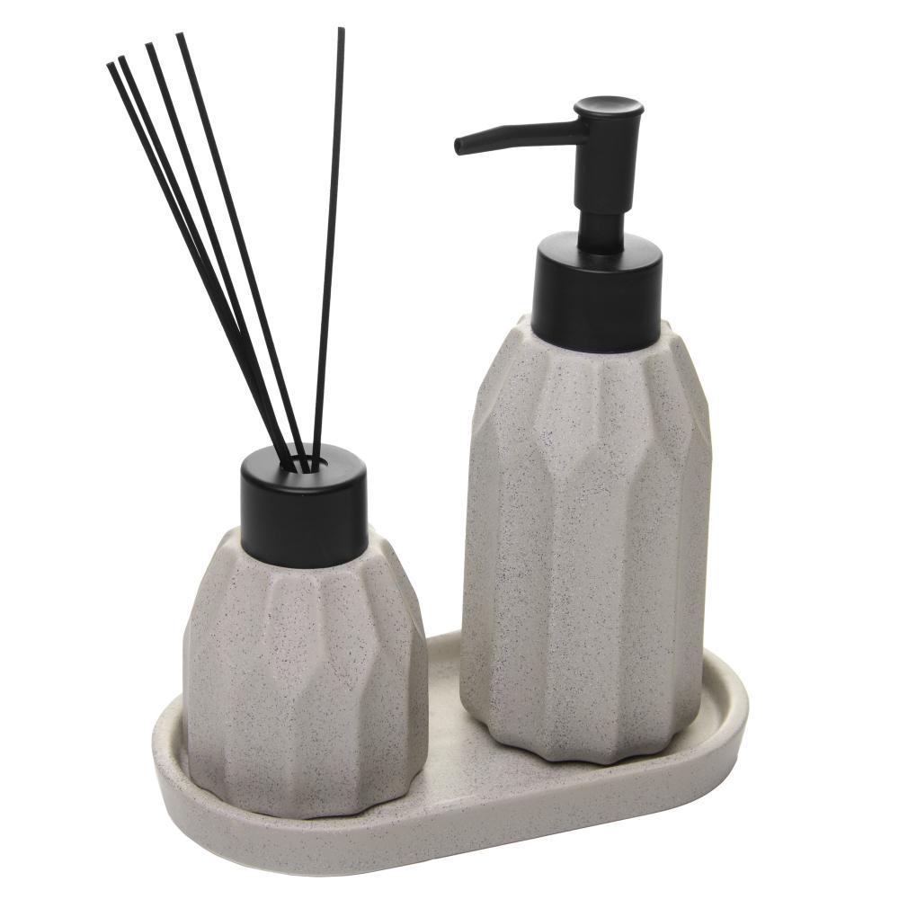 Conjunto 3 Peças para Banheiro Wolff Aromatta Cinza Cerâmica Porta
