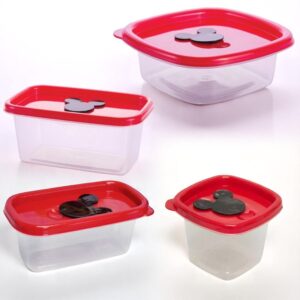 Conjunto 4 Potes de Plástico com Válvula Mickey Mouse Vermelho 1
