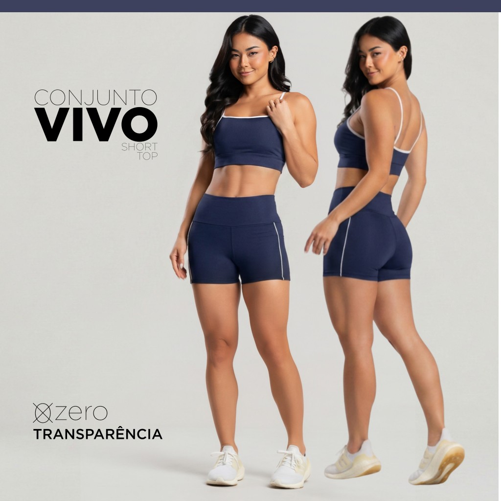 Conjunto Academia Feminino Vivo Short Cós Alto e Top Alcinha — Esporte e Lazer