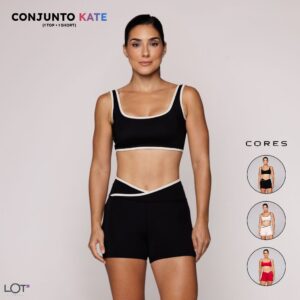 Conjunto Academia Kate Fitness Feminino Top Alta Sustentação e Short