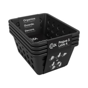 Conjunto De Cestas Organizadoras Coza One 4 Peças Preto
