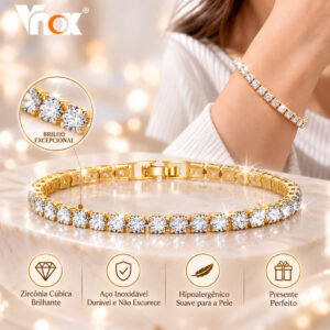 Conjunto De Colar De Pulseira De Tênis Vnox Para Mulheres Presente De