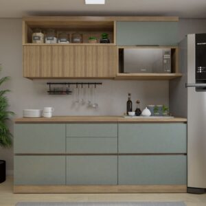 Conjunto de Cozinha 4 Peças com Aéreo e Nicho para Micro-Ondas Mdf