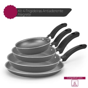 Conjunto De Frigideira 4 Peças Antiaderente Alumínio Panquequeira