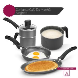 Conjunto De Frigideira 4 Peças Antiaderente Com Cuscuzeiro E Fervedor