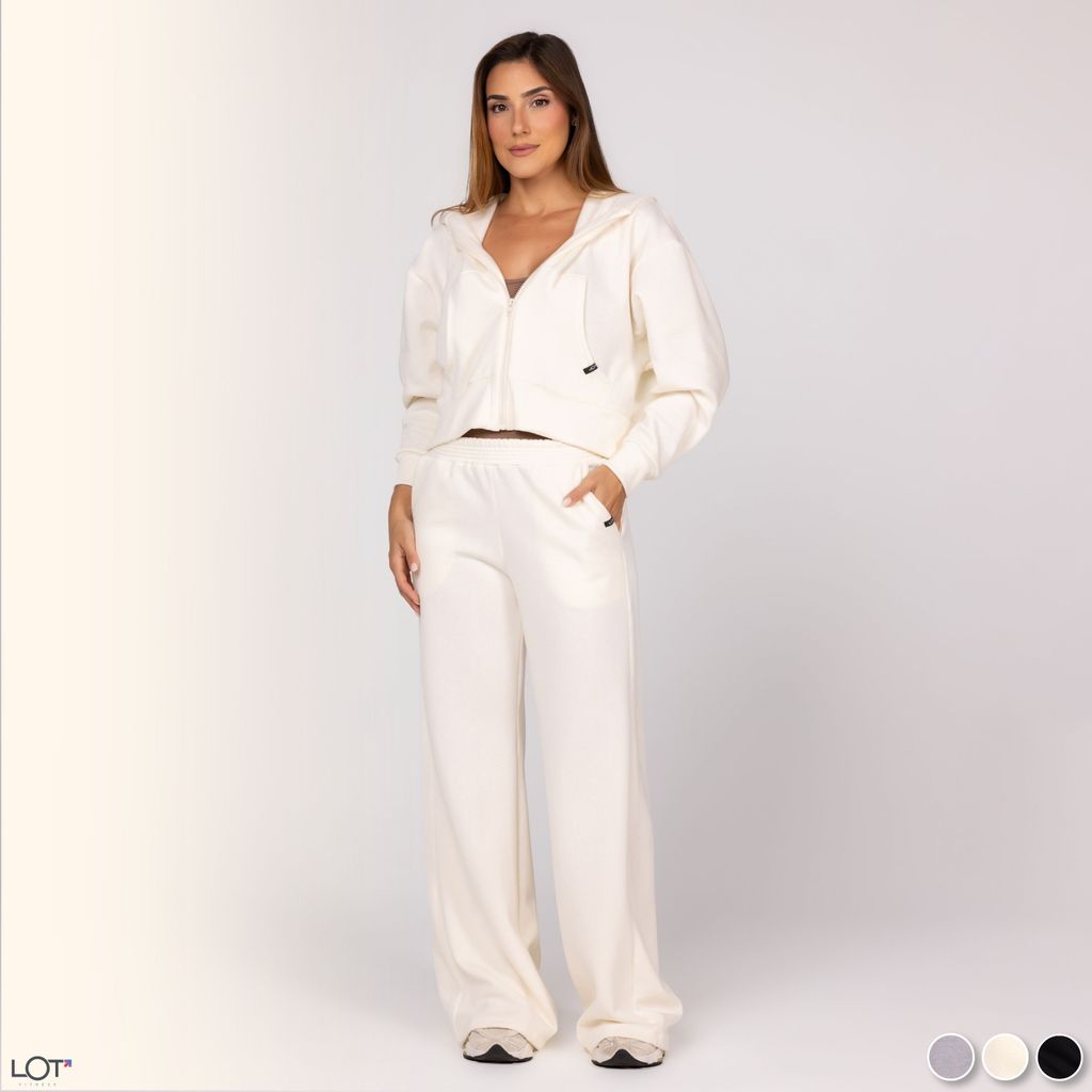 Conjunto de Moletom Feminino Casaco Bolsos Canguru com Capuz e Calça — Esporte e Lazer