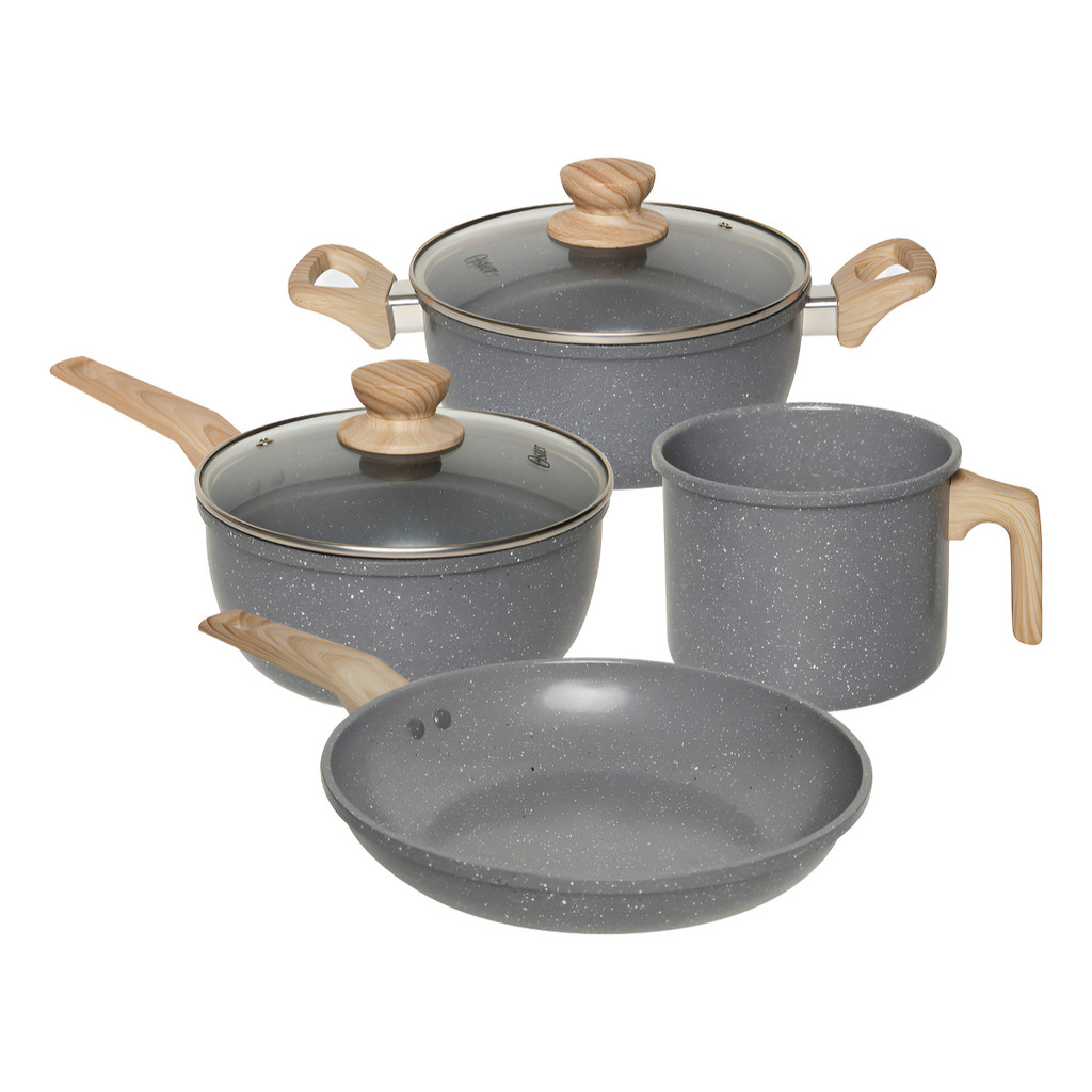 Conjunto de Panelas 4 Peças Indução Marble Edition Dark Grey Oster — Cozinha e Utensílios