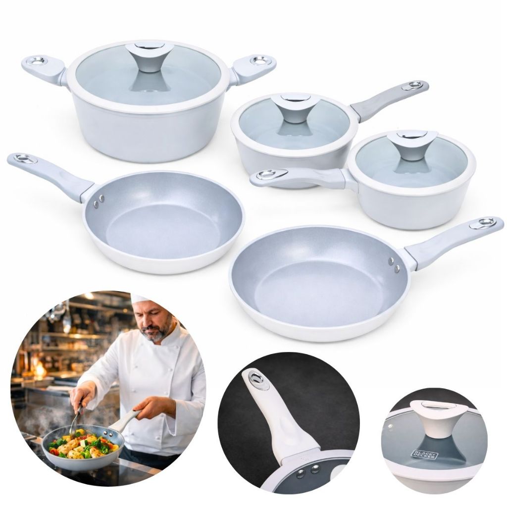 Conjunto de Panelas Black+Decker 5 Peças com Revestimento Cerâmico