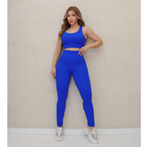 Conjunto Feminino Academia Poliamida Esportivo Canelado Elástico