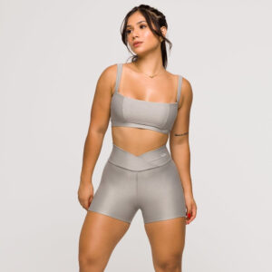 Conjunto Fitness Academia Top e Short Poliamida Treinos Coleção Glow