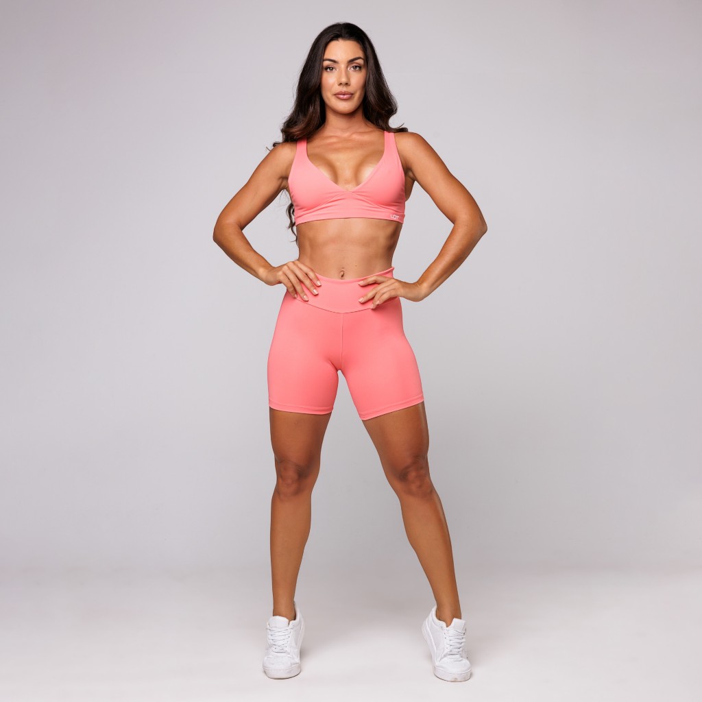 Conjunto Fitness Feminino Academia Top Decote V e Short Liso Básico