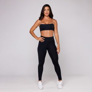 Conjunto Fitness Feminino Academia Top Faixa e Calça Legging Básica