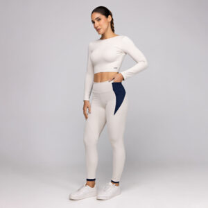 Conjunto Fitness Feminino Academia Top Manga Comprida Costas Aberta e