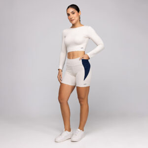 Conjunto Fitness Feminino Academia Top Manga Comprida Costas Aberta e