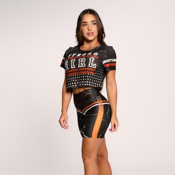 Conjunto Fitness Feminino Cropped E Short Estampado Suplex Academia — Esporte e Lazer