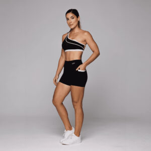 Conjunto Fitness Feminino Flower Academia Top Ombro Só e Short