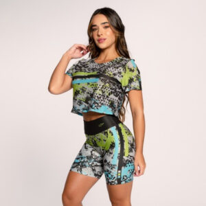 Conjunto Fitness Feminino Suplex Estampado Academia Feminino Cropped