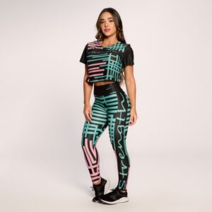 Conjunto Fitness Feminino Suplex Estampado Academia Feminino Cropped