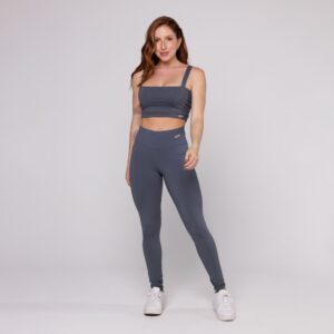 Conjunto Fitness Feminino Top Decote Quadrado e Calça legging Básica