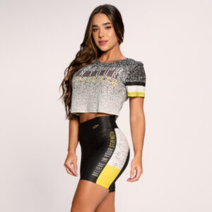 Conjunto Fitness Suplex Estampado Academia Feminino Cropped E Short