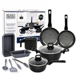 Conjunto Jogo de panelas Antiaderente Cerâmico 10 Peças Black+Decker — Cozinha e Utensílios