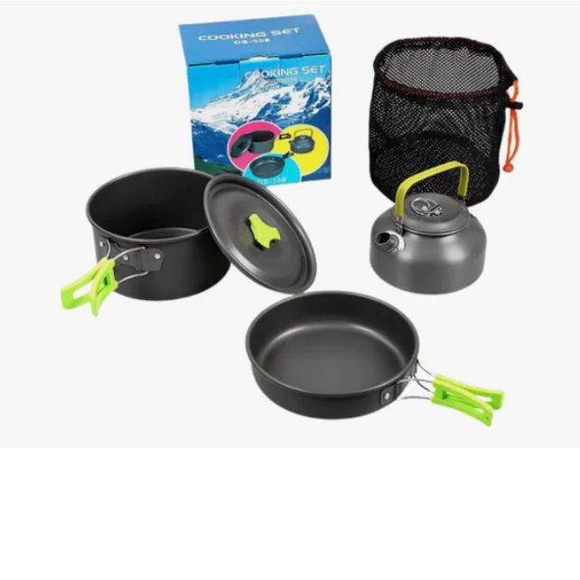 Conjunto Kit Panelas Acampamento Viagem Camping Pesca Compacto — Cozinha e Utensílios
