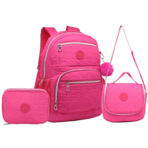 Conjunto Mochila Completa 3 Peças Grande Impermeável Com Bolsa