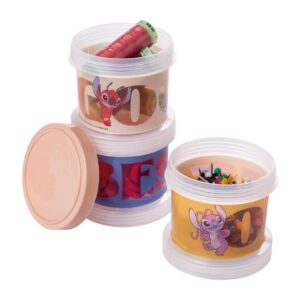 Conjunto Organizador Stitch Empilhável Disney Plasútil