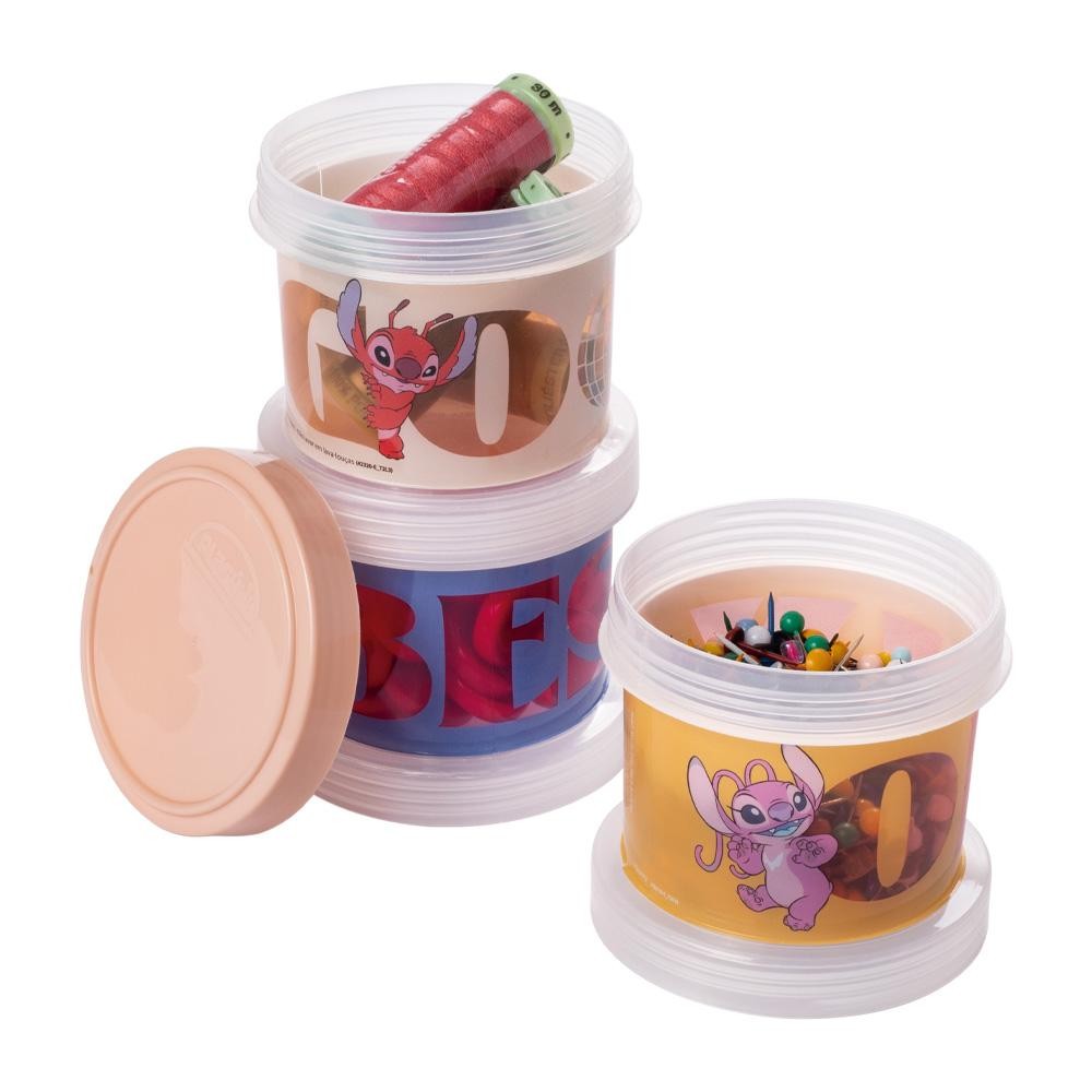 Conjunto Organizador Stitch Empilhável Disney Plasútil — Organização