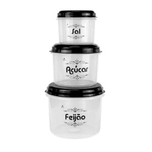 Conjunto Pote Organizador Mantimento Pmg 3 Pcs 785 ml 1,6L 2,9L para
