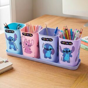 Conjunto Stitch Organizador De Mesa 5 Peças Porta Caneta Lápis Com