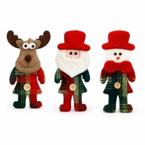 Conunto Pendente Papai Noel Pelúcia Boneco de Neve Enfeite Feliz