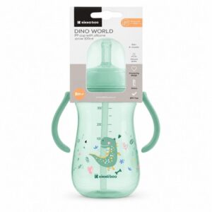 Copo Com Canudo 300ml Infantil Vai ao Micro-ondas e Lava Louças Dino