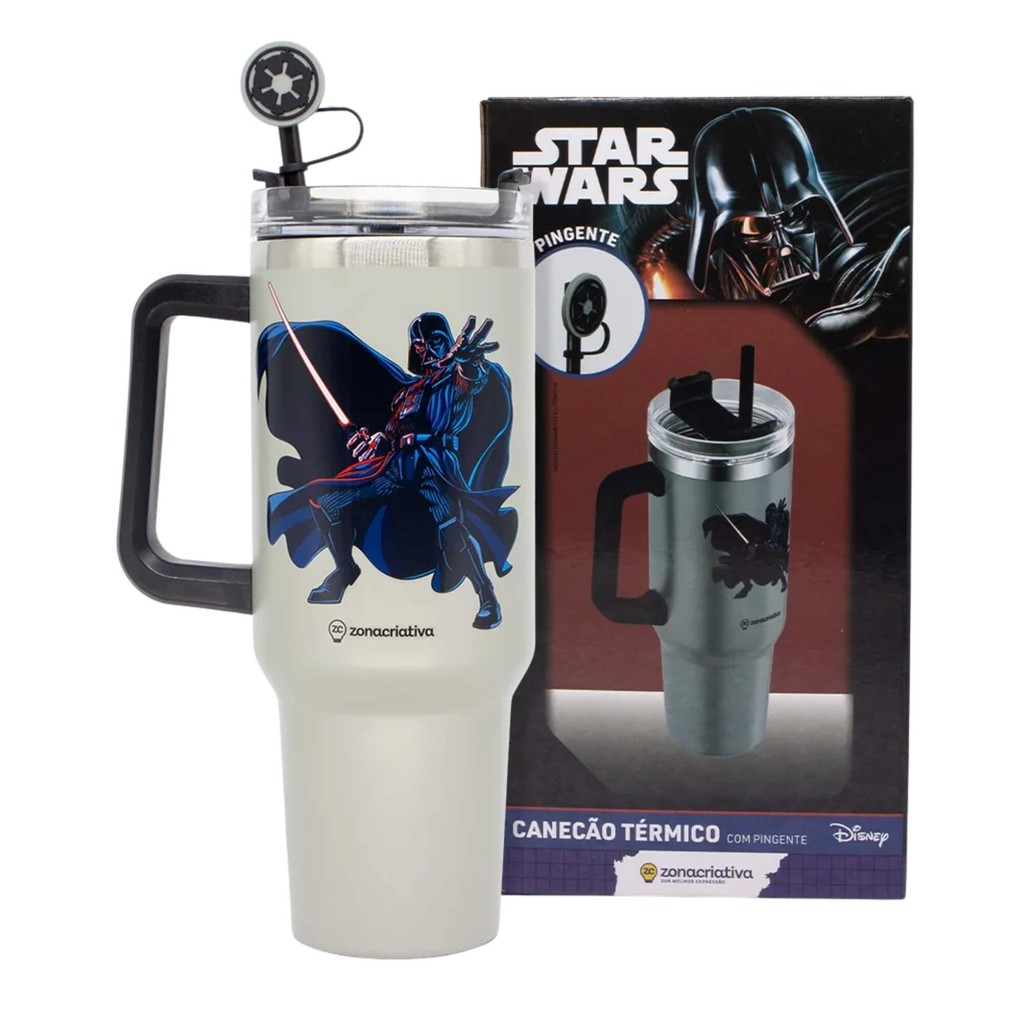 Copo Térmico Canecão Tumbler Star Wars c Pingente 1,15L Zona Criativa — Cozinha e Utensílios