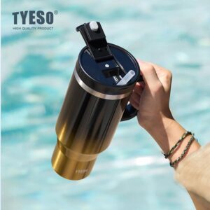 Copo Térmico Inox 304 Tyeso 1200ml com Canudo e Tampa Vedação Garrafa