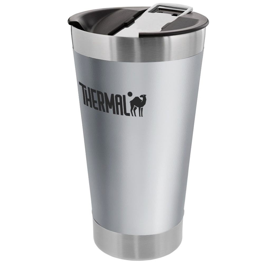 Copo térmico inox thermal com tampa 473ml bpa free Prata — Cozinha e Utensílios