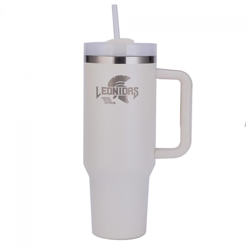 Copo Térmico Leonidas, 1180ml, Com Canudo, Quente ou Frio, Metal