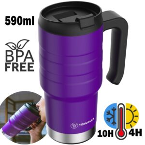 Copo Térmico Roxo Tampa 590ml Café Chá Quente Frio Termolar