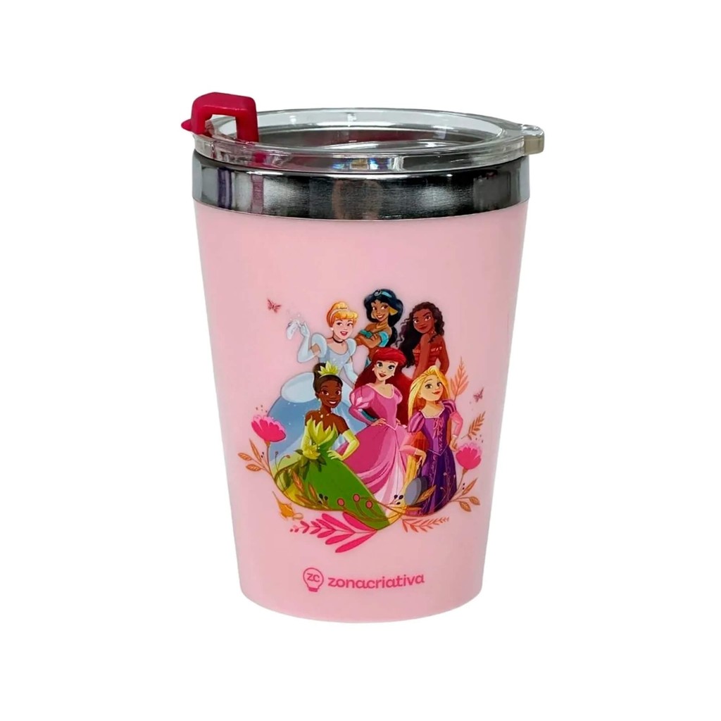 Copo Térmico Snap 300ml Princesas Disney Aço Inox Zona Criativa — Cozinha e Utensílios