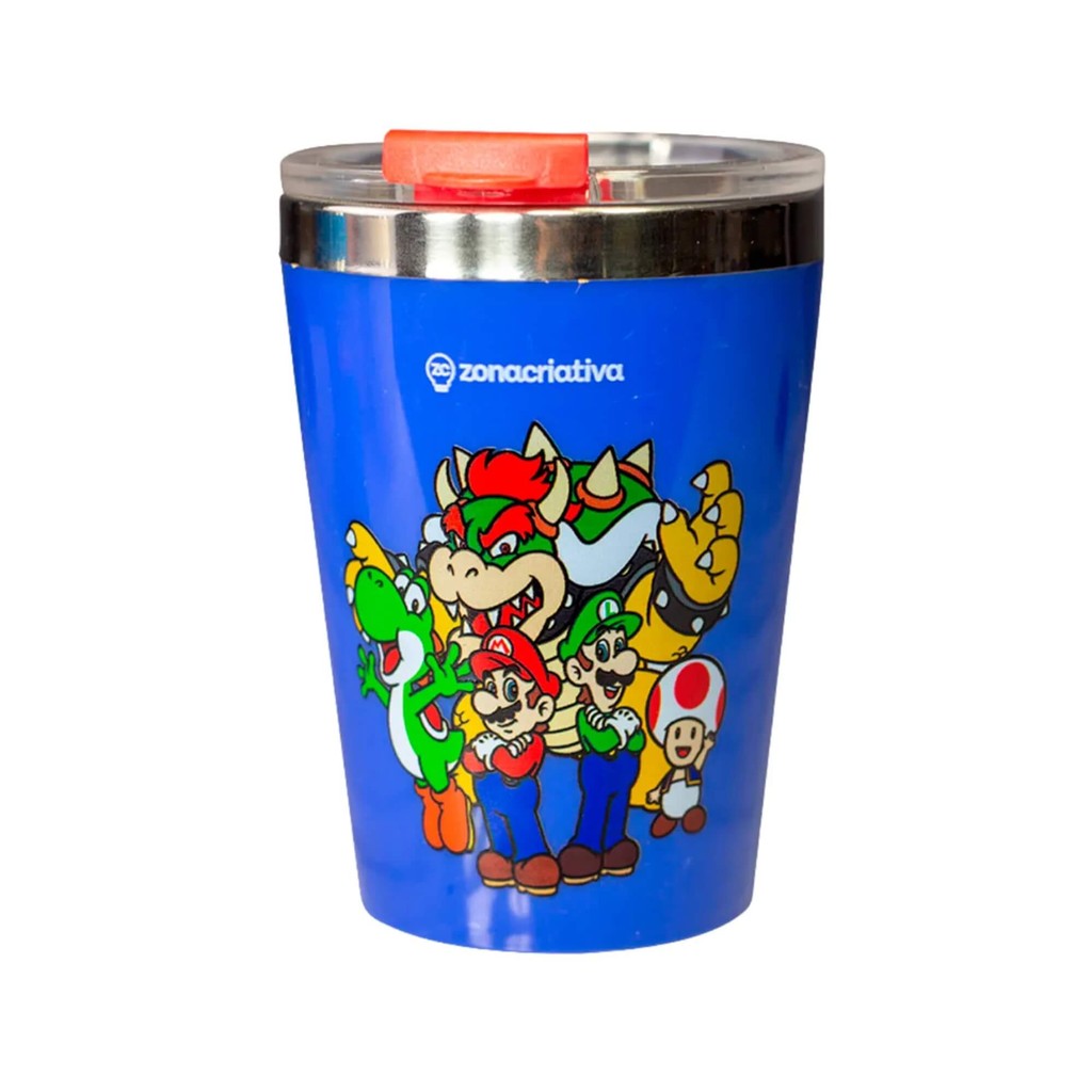 Copo Térmico Snap 300ml Super Mario e Amigos Aço Inox Zona Criativa