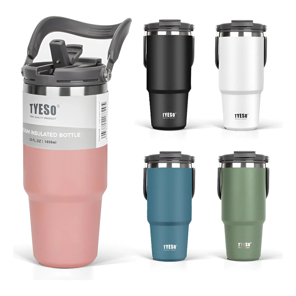 Copo Térmico Tyeso 600ml com Alça Tampa Dupla Entrada Antivazamento