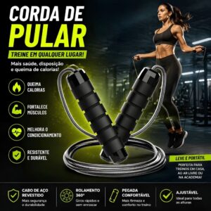 Corda De Pular Profissional Ajustável Cabo Aço Crossfit Academia