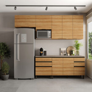Cozinha Bartira Cristal com 7 Portas, 6 Gavetas, 4 Prateleiras e