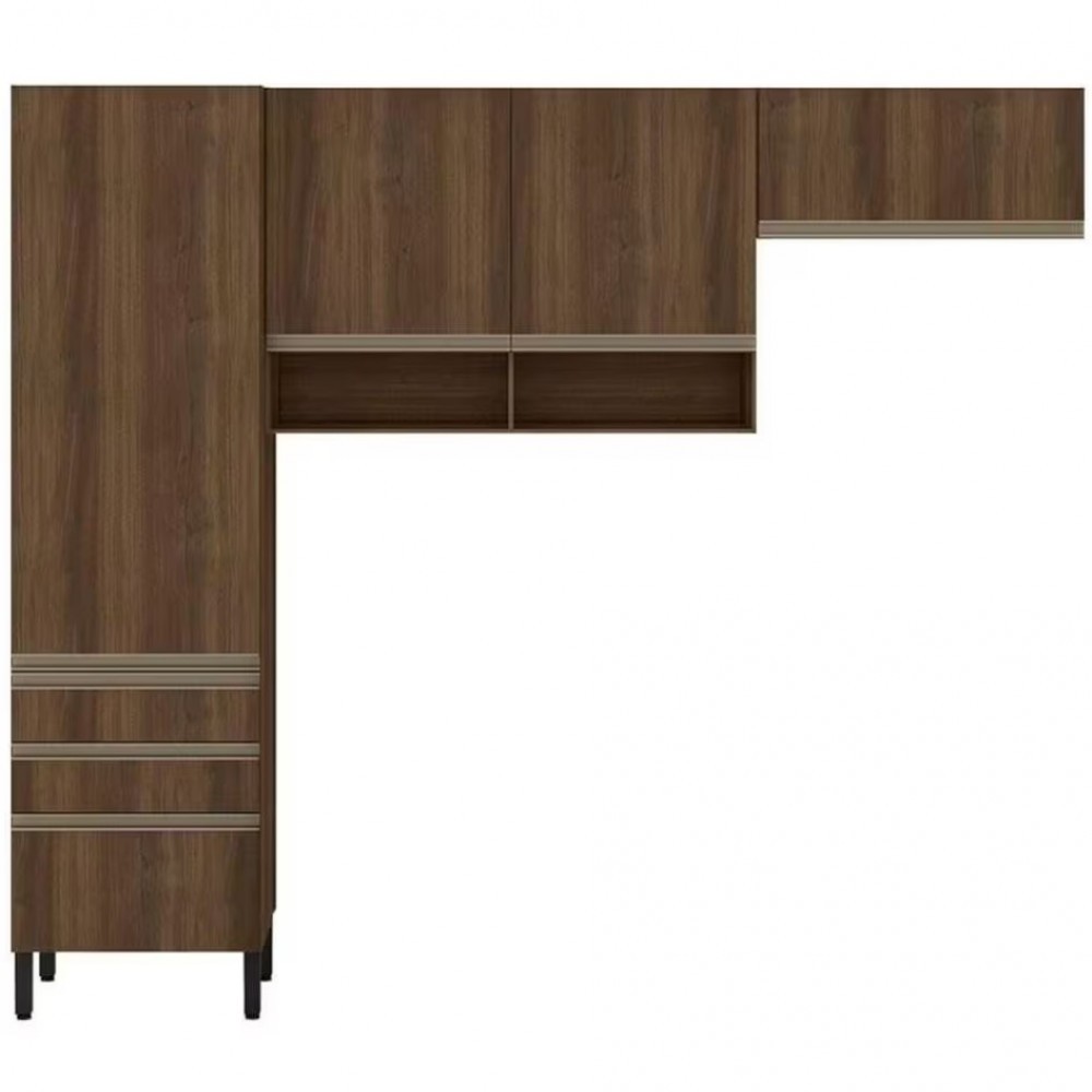 Cozinha Compacta Jaspe com 4 Portas 3 Gavetas e 5 Prateleiras Bartira