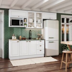 Cozinha Compacta Modulada 6 Peças com Aéreo para Micro-Ondas Emily