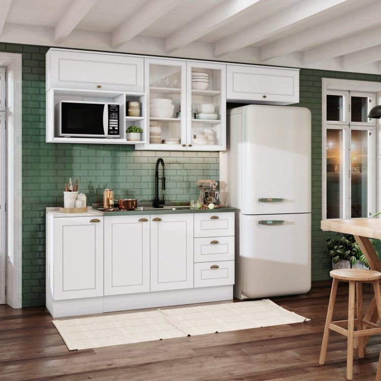 Cozinha Compacta Modulada 6 Peças com Aéreo para Micro-Ondas Emily — Eletroportáteis