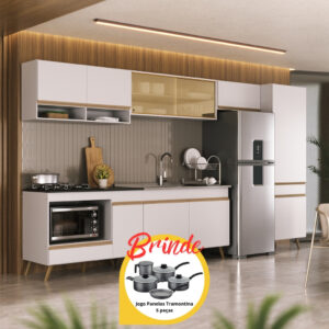 Cozinha Completa c Balcão para Cooktop Veneza Multimóveis Brinde Jogo